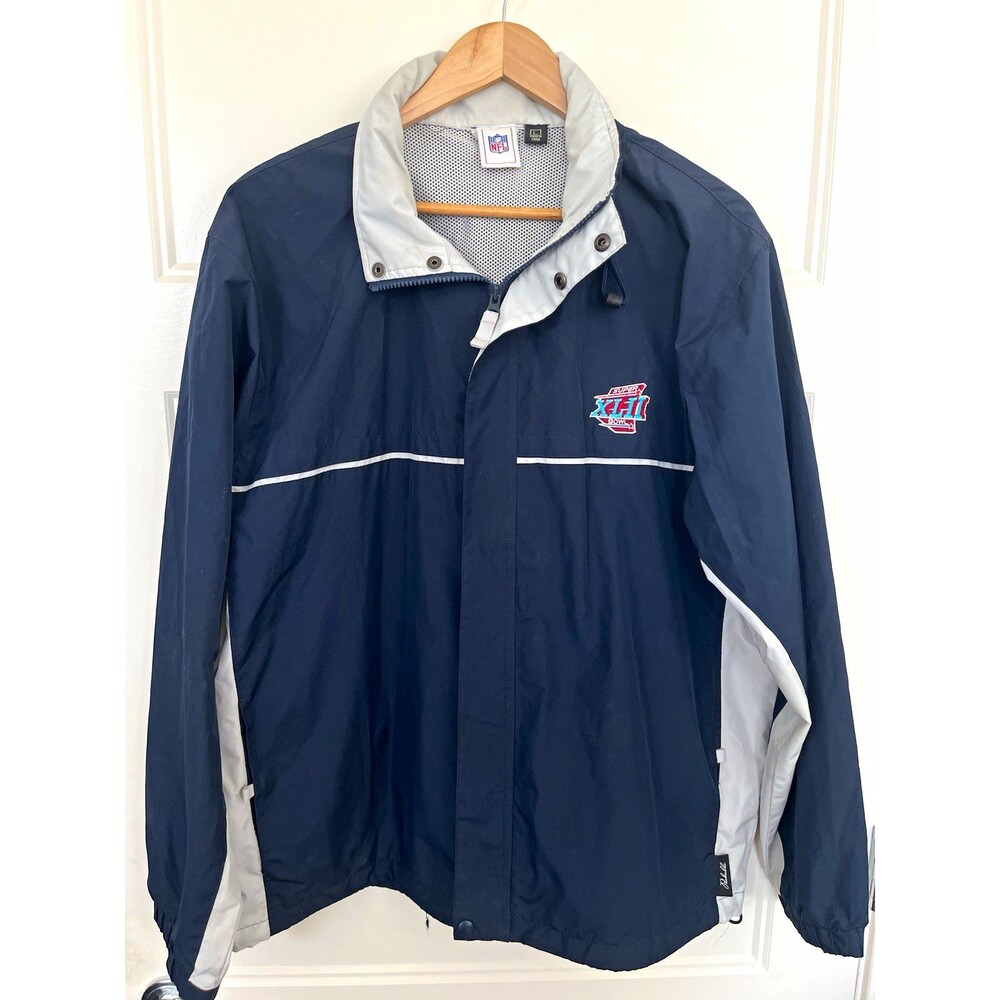 Reebok Super Bowl XLII Jacket Mens Large Navy Blue 2008 Arizona NFL Full Zip